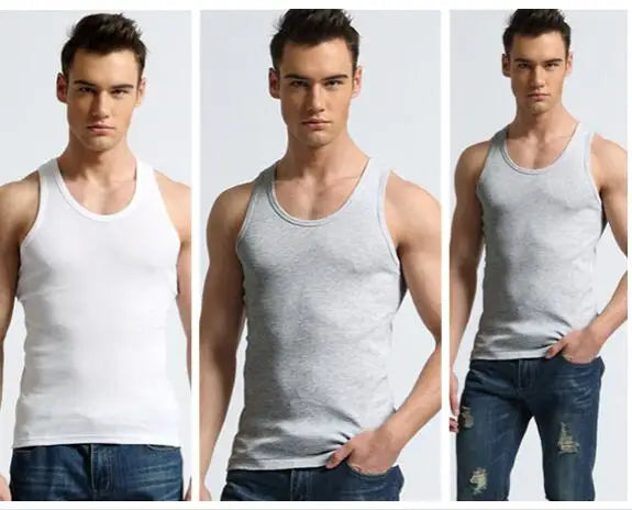 2026 New Men White Cotton Tank Top, Fitness Sexy Sleeveless Sport T-Shirt,Elegant Man Bottoming Tees Streetwear White Tanks Vest
