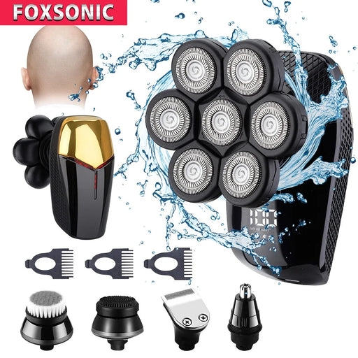FOXSONIC New Shaver For Men 7D Independently 7 Cutter Floating Head Waterproof Electric Razor Multifunction Trimmer For Men 5 in 1 With Box CHINA