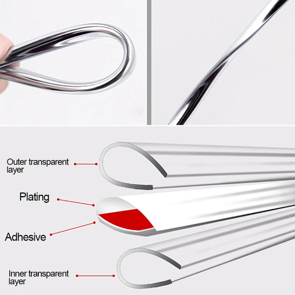 Car Door Edge Protector Strip 10m PVC Rubber Chrome Strips Anti Scratch Interior Decoration Trim For Door Air Outlet Seal Strip