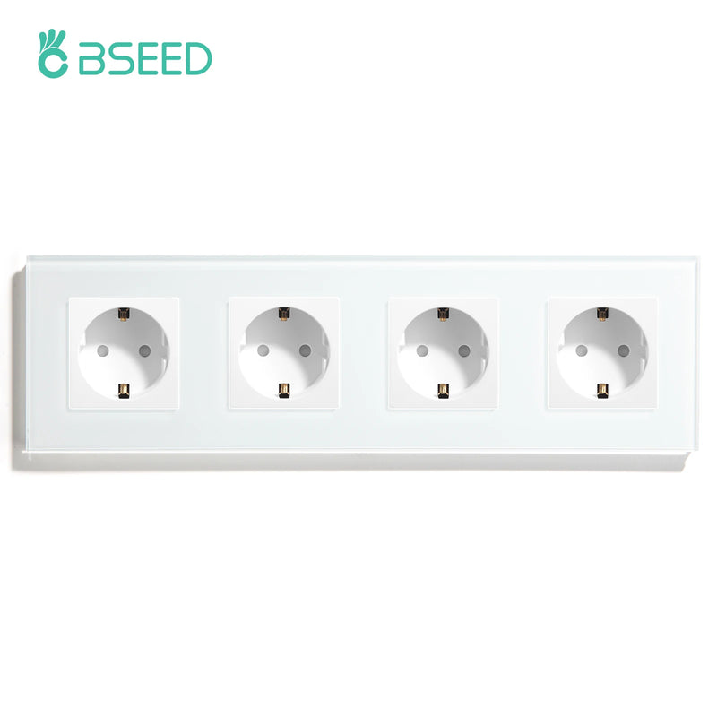 BSEED Touch Light Switches LED Backlight EU Wall Sockets Switches Glass Panel Max.Load 300W 1/2/3Gang 1Way LED Light Switches