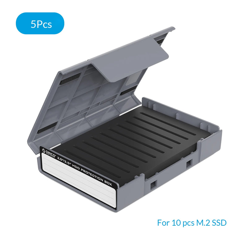 ORICO 3.5 Inch HDD ProtectIon Box 5 PCS Storage Box Multi-disk Storage for 2.5" M.2 SSD With label Design