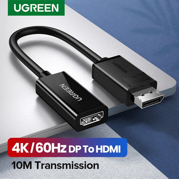 ឧបករណ៍ភ្ជាប់ UGREEN 4K Displayport DP ទៅ HDMI 1080P Display Port Cable Converter សម្រាប់កុំព្យូទ័រ Laptop Projector Adapter Displayport ទៅ HDMI