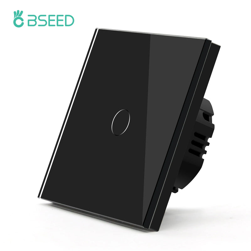 BSEED EU Double Wall Light Switches Touch Switch Wall Socket USB Type-C Charge Port Crystal Glass Panel Switch Blue Blacklight