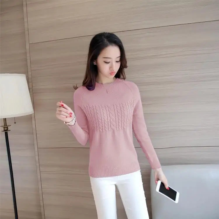 Fdfklak Autumn Winter New Slim Elegance Candy Color All-Match Bottoming Shirt Knitted Sweater Female Pullover Tops Women