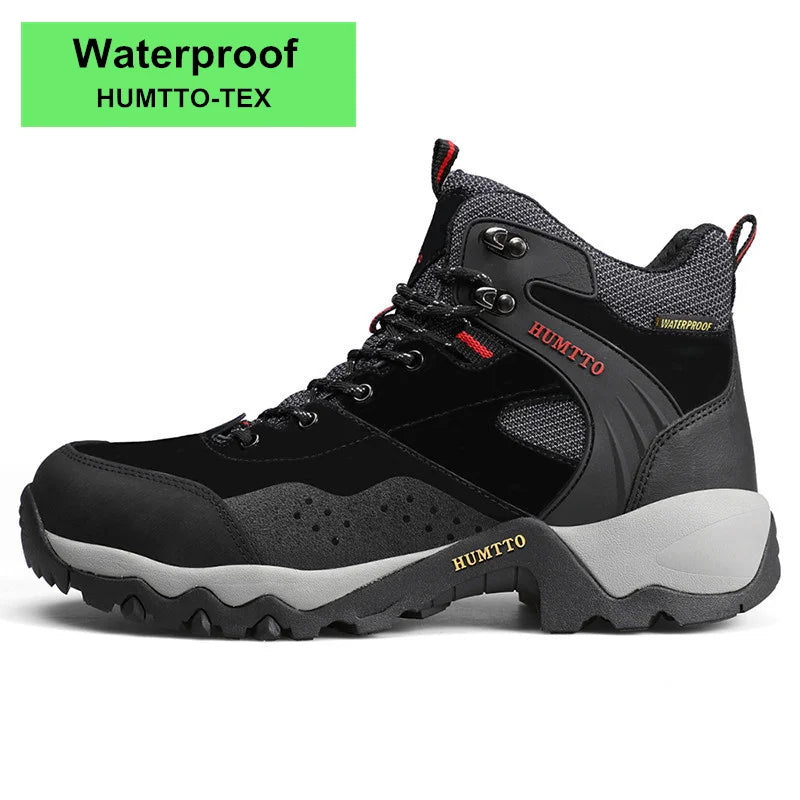 HUMTTO Outdoor Trekking Sneakers for Men Leather Sport Hiking Shoes Mens Breathable Waterproof Climbing Camping Tactical Boots