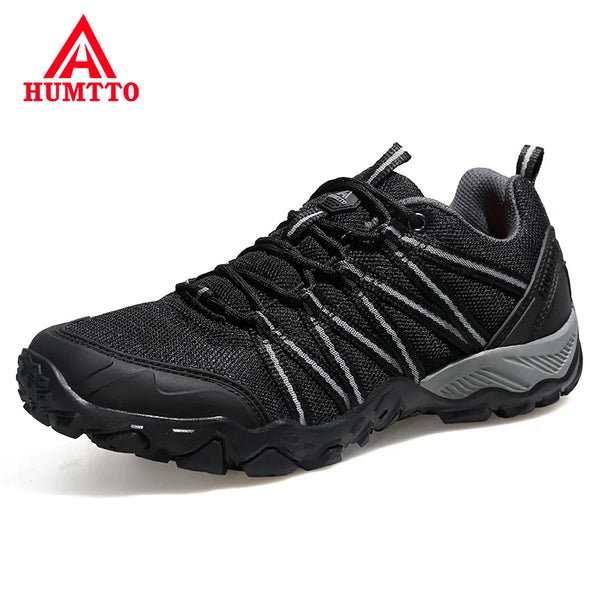 HUMTTO Brand Clearance Man Summer Hiking Shoes for Men  Breathable Leather Hunting Trekking Climbing Shoes Mens Outdoor Sneakers