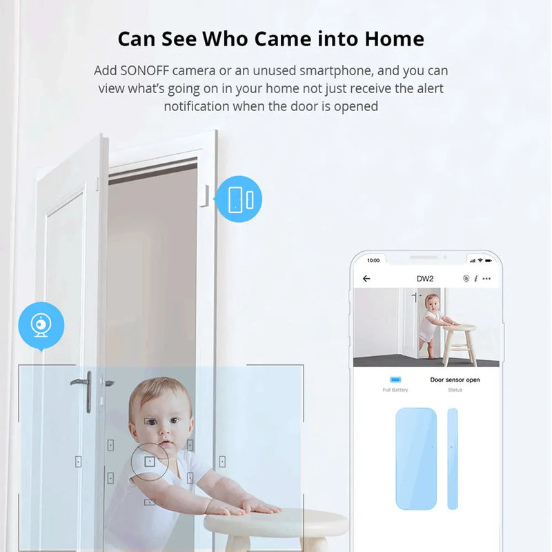 Sonoff DW2-WiFi Wireless Security Window Door Sensor Home Sercurity Alarm Work With eWeLink APP Support Sonoff Devices IFTTT