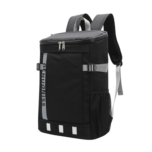 DENUONISS Latest Big Cooler Bag Backpack Reflective Strip Design Camping Refrigerator Insulated Pack Thermal Bag For Travel Black Gray