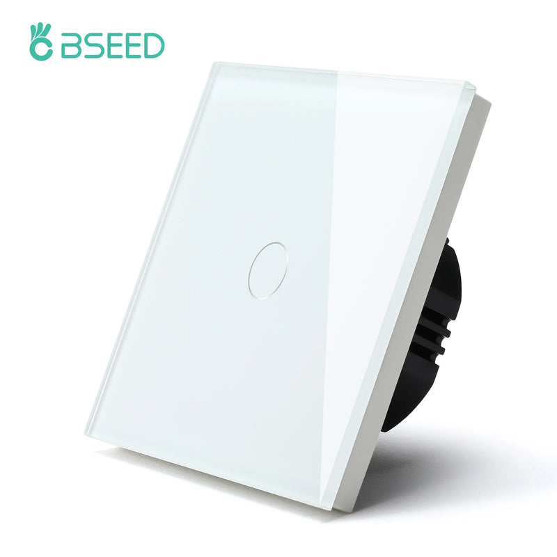 BSEED EU Double Wall Light Switches Touch Switch Wall Socket USB Type-C Charge Port Crystal Glass Panel Switch Blue Blacklight