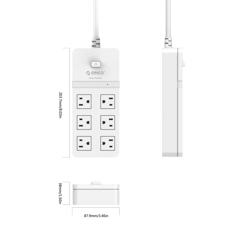 ORICO US Plug Power Strip with 6AC Outlets Sockets Extension Cable Electrical Socket For Home Office Power Strips