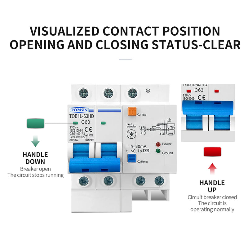 TOMZN Main Switch Residual Current Circuit Breaker With Surge Protector RCBO MCB With Lightning Protection SPD