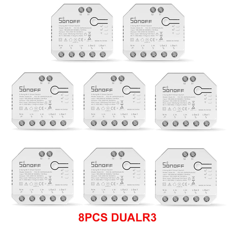SONOFF DUALR3 Dual Relay Module DIY MINI Power Metering Smart Switch 1-20PCS Two Way Smart Home Control via eWeLink Alexa Google