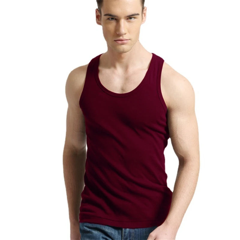 2026 New Men White Cotton Tank Top, Fitness Sexy Sleeveless Sport T-Shirt,Elegant Man Bottoming Tees Streetwear White Tanks Vest