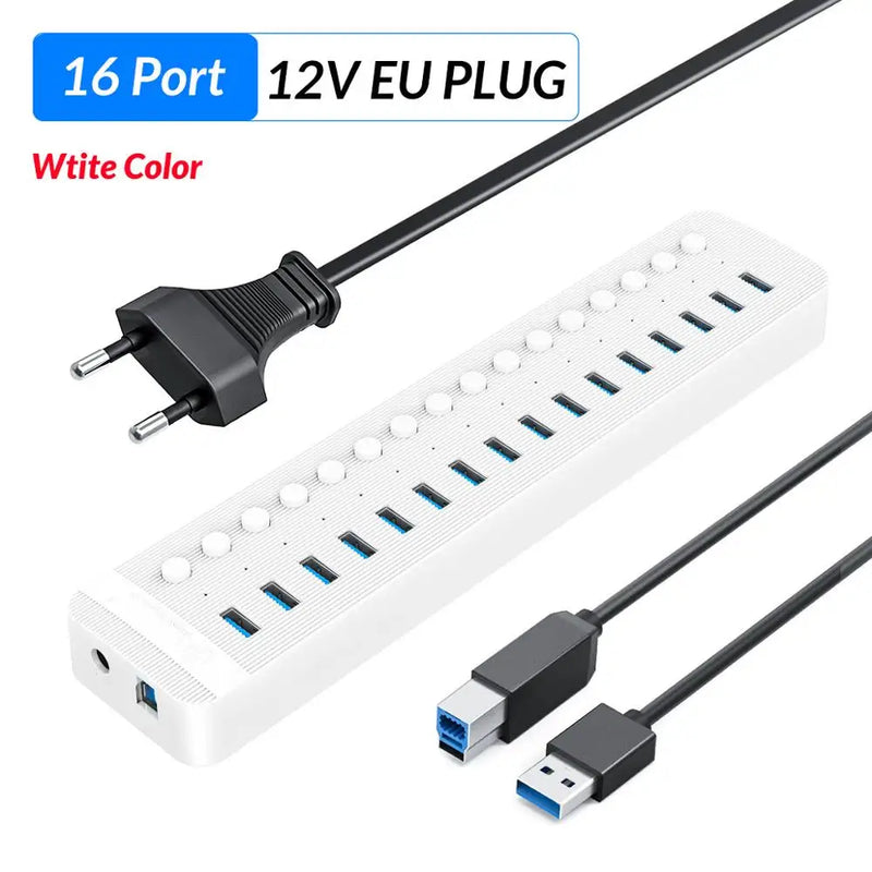 ORICO Industrial USB 3.0 HUB 7/10/13/16 ABS USB OTG Splitter On/Off Switch With 12V Power Adapter Support Charger For Computer