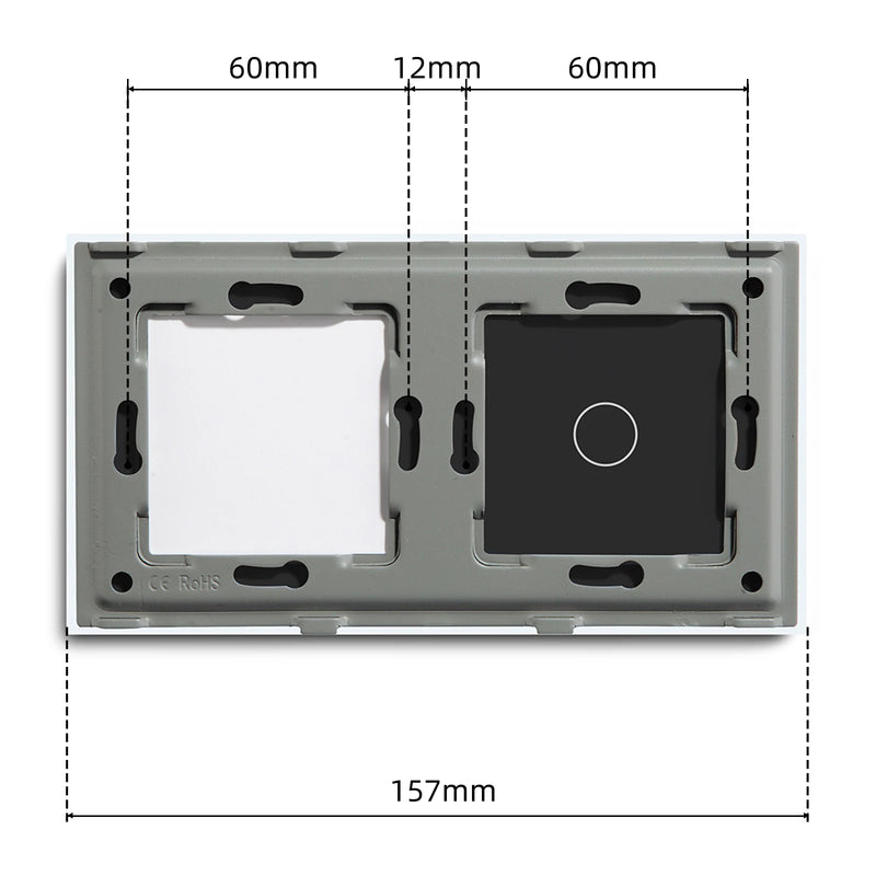 BSEED  EU Standard 1/2/3Gang Glass Panel Frame For Touch Switch Wall Sockets With Metal Frame White Black Golden 157mm