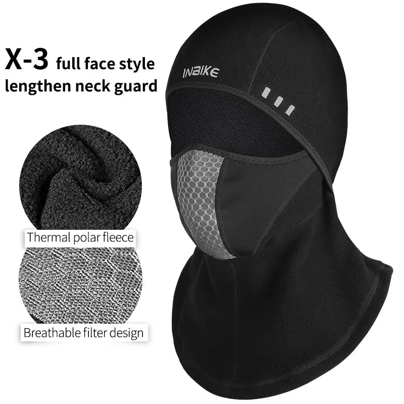 INBIKE Winter Cycling Face Mask MTB Bike Thermal Fleece Bicycle Scarf Men Headwear Mask for Snowboard Shield Hat Bike Accessorie