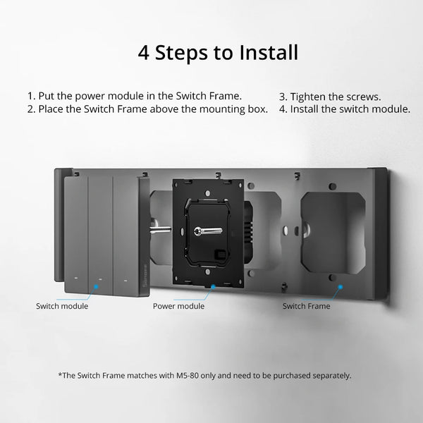 ITEAD SONOFF M5 SwitchMan ស៊ុមកុងតាក់ 2/3/4 ហ្គង់ សម្របសម្រាប់កុងតាក់ជញ្ជាំងឆ្លាតវៃ M5-80 ងាយស្រួលតំឡើងប្រអប់ម៉ោន PC V0