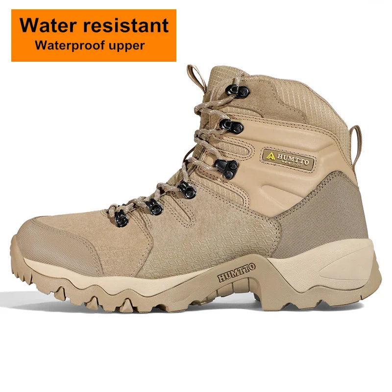 HUMTTO Waterproof Outdoor Sport Hiking Shoes for Men Leather Non-slip Climbing Sneakers Mountain Tactical Mens Trekking Boots