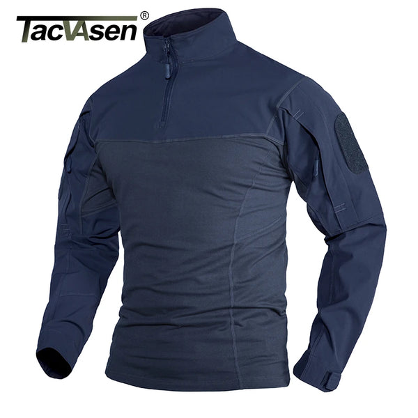 TACVASEN 1/4 Zipper Ripstops T-shirts With Zipper Pockets Mens Long Sleeve T-shirts Outdoor Hiking Tees Tops Pullover Workout