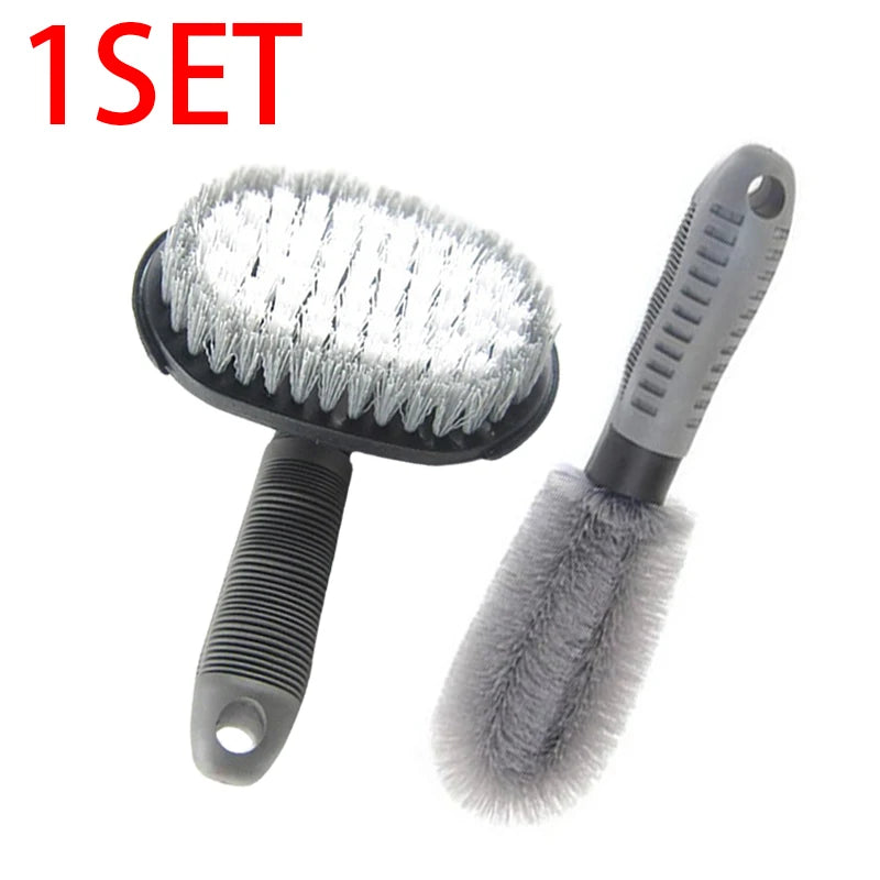 SEAMETAL 2PCS Car Detailing Tyre Wash Brush Auto Wheel Tire Rim Mud Brushes Set Wet Dry Use for Wash Tools Car Accessories