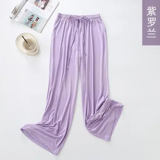 Wide leg pants women's high waist drape 2025 new modal loose traight casual pajamas pants ladies home pant sleep trousers