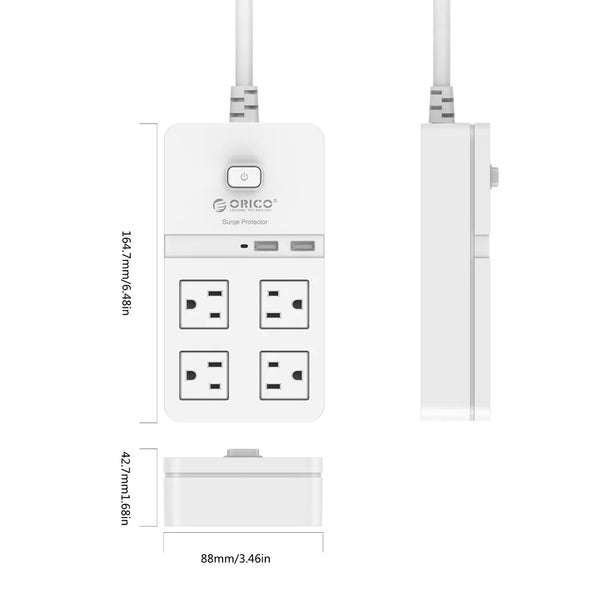 ORICO US Plug Power Strip with 4 AC Outlets 1.5M Extension Cable Electrical Socket For Home Office White Power Strips