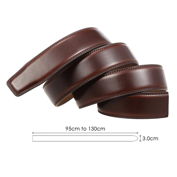 VATLTY New 3.0cm Men's Genuine Leather Belt Without Buckle Natural Cowhide Non-porous Belt Trousers Brown Belt Girdles Male