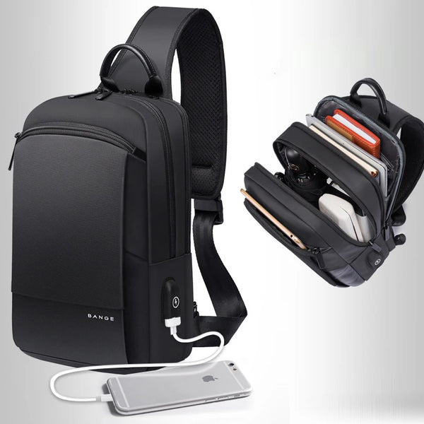 BANGE Fashion Men Travel Waterproof Casual Male Chest Sports Packs Messenger Shoulder Bag Boys Running for iPad mini