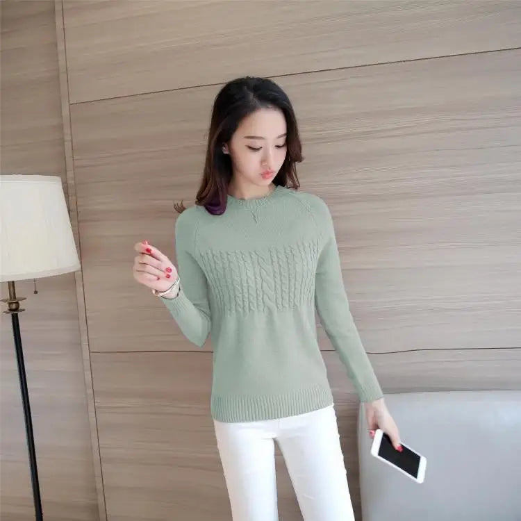Fdfklak Autumn Winter New Slim Elegance Candy Color All-Match Bottoming Shirt Knitted Sweater Female Pullover Tops Women