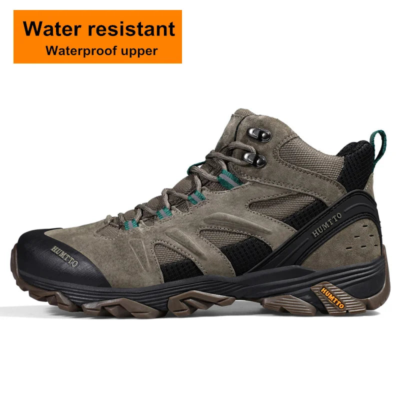 HUMTTO Outdoor Trekking Sneakers for Men Leather Sport Hiking Shoes Mens Breathable Waterproof Climbing Camping Tactical Boots