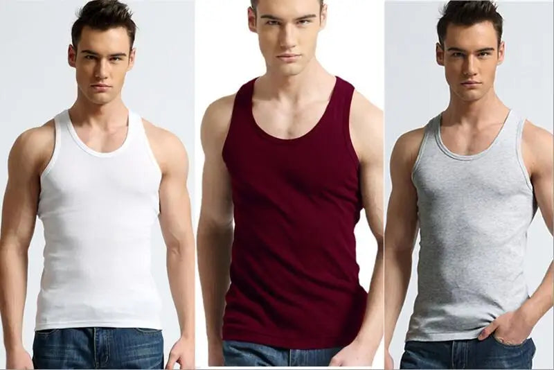 2026 New Men White Cotton Tank Top, Fitness Sexy Sleeveless Sport T-Shirt,Elegant Man Bottoming Tees Streetwear White Tanks Vest