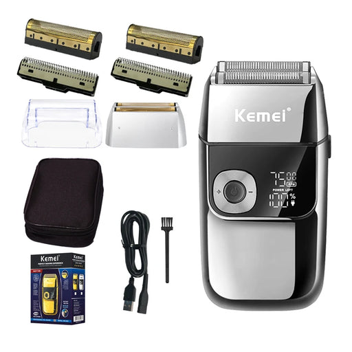 Kemei 2 in 1 Electric Shaver Men Electric Razor Rechargeable Beard Shaver Floating Hair Trimmer Face Care Beard Shaving Machine