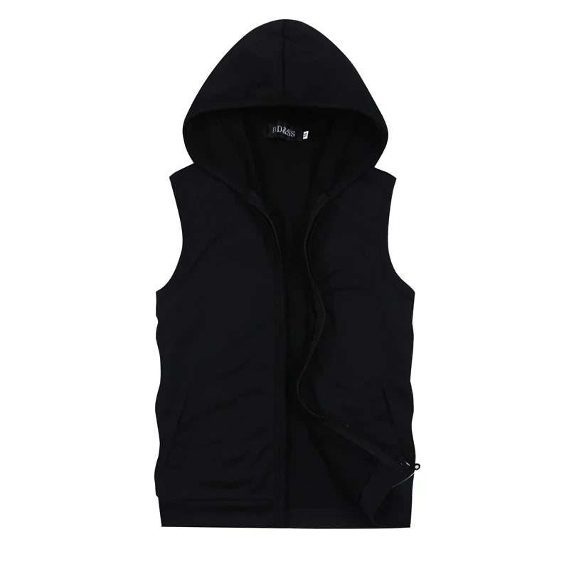 2026 New Men's Sleeveless Hooded Jacket, Zipper Control White Blue Grey This Coat Is Perfect for Spring Summer Fall 5xl