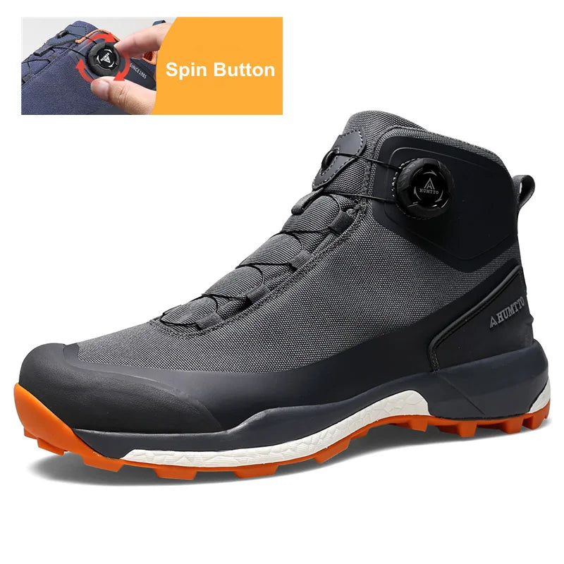 HUMTTO Waterproof Hiking Shoes Mountain Trekking Boots Black Camping Sneakers for Men Safety Climbing Sport Tactical Mens Shoes