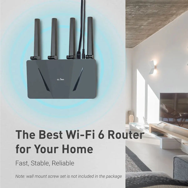 រ៉ោតទ័រ GL.iNet GL-AX1800(Flint) WiFi 6 - ឥតខ្សែ Dual Band Gigabit, រន្ធ Ethernet 1G ចំនួន 5, ល្បឿន OpenVPN និង WireGuard ដ៏អស្ចារ្យ