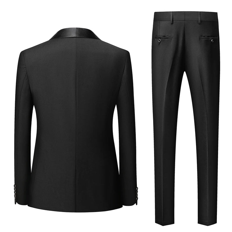 2025 New Men's Black Two-piece Set (Jacket+Pants) Business Wedding Terno Masculino White Fashion Slim Fit Costume Homme 5xl