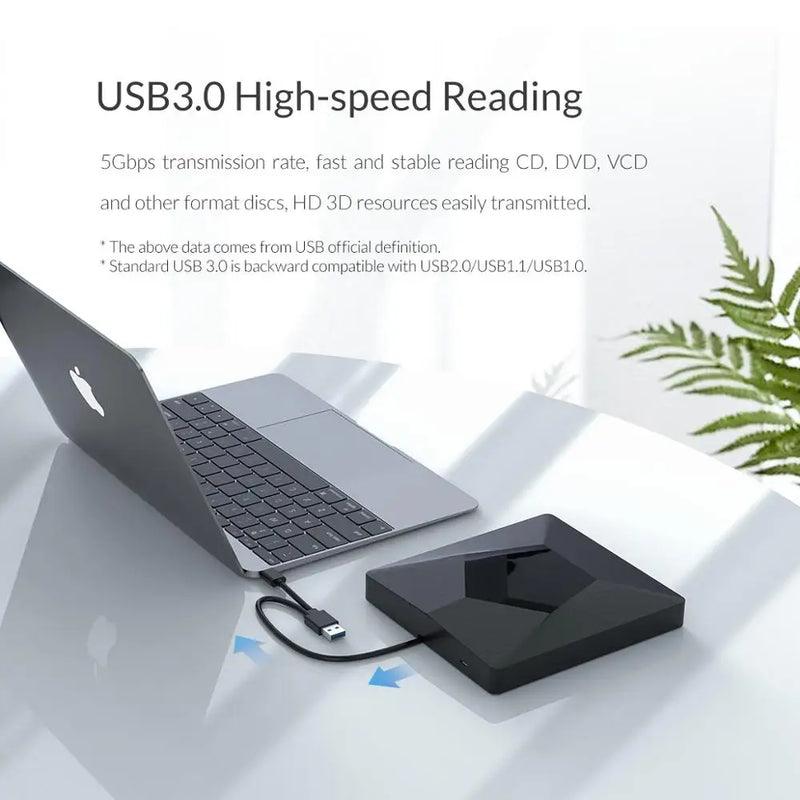 ORICO External USB 3.0 Optical Driver CD/DVD-ROM Combo DVD RW ROM Burner Writer Recorder for Desktop Laptop Windows Mac OS