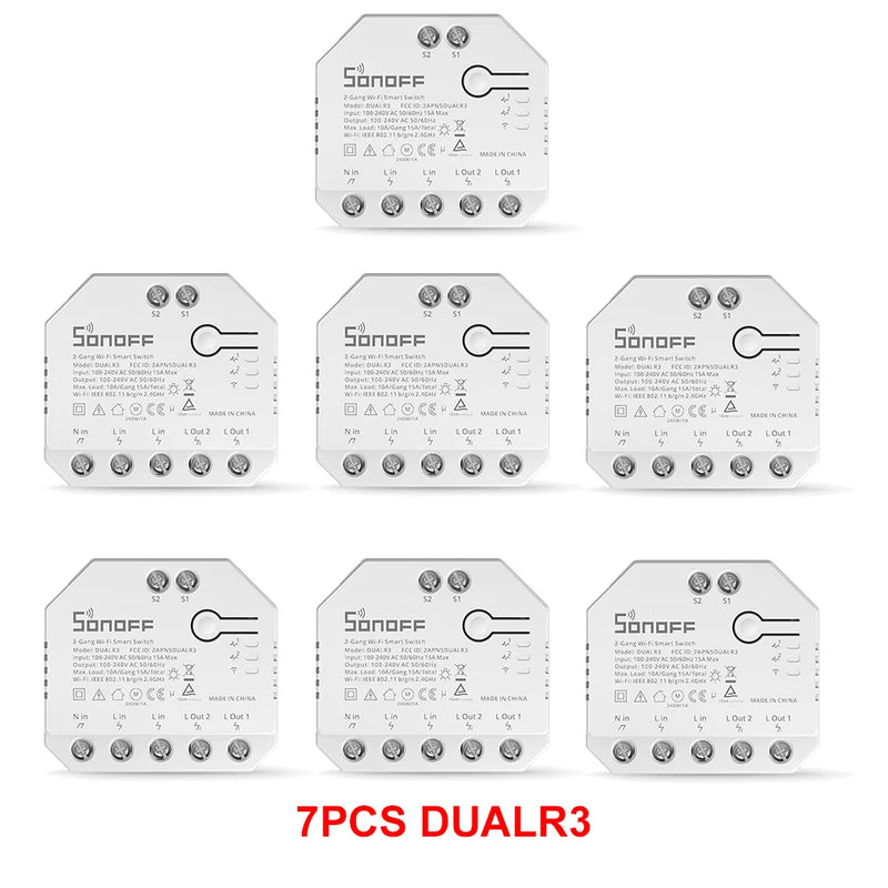 SONOFF DUALR3 Dual Relay Module DIY MINI Power Metering Smart Switch 1-20PCS Two Way Smart Home Control via eWeLink Alexa Google