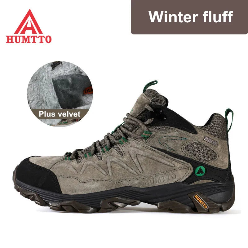 HUMTTO Hiking Shoes for Men Leather Trekking Waterproof Boots Camping Ankle Boots Mens Hunting Mountain Tactical Sneakers Man