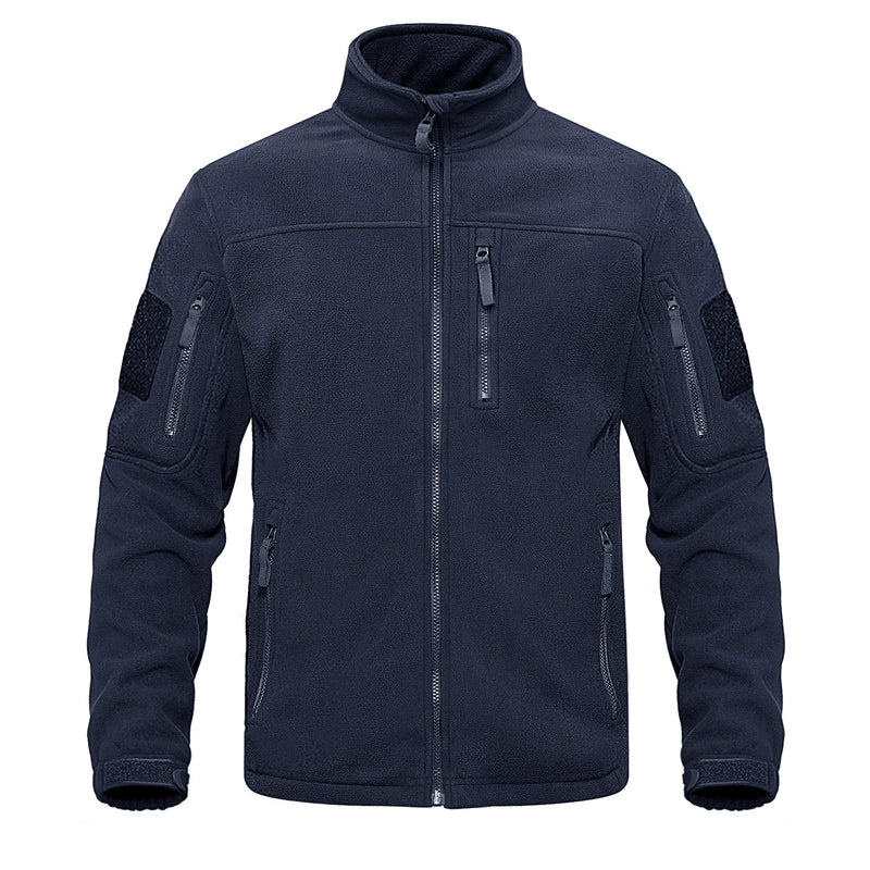 TACVASEN Full Zip Up Green Fleece Jacket Thermal Warm Work Coats Mens Zipper Pockets Casual Hiking Training Outwear Windbreaker