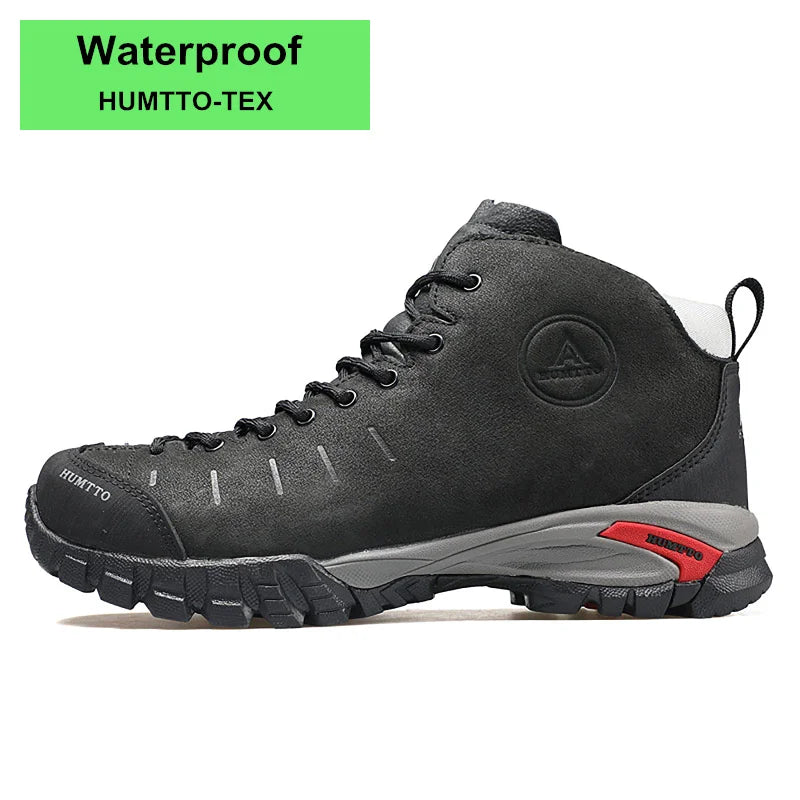 HUMTTO Waterproof Outdoor Sport Hiking Shoes for Men Leather Non-slip Climbing Sneakers Mountain Tactical Mens Trekking Boots