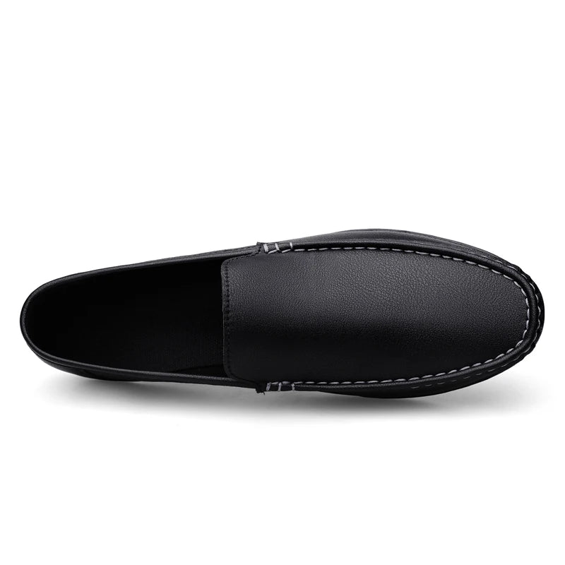 Spring Autumn Men's Casual Leather Shoes For Men Black White Solid Slip-On Plus Size Dropshipping 46 47