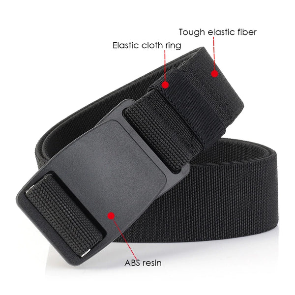 Metal-Free Stretch Belt High Quality Hard Nylon Quick Release Buckle Airport Working Belt Strong Nylon Unisex Elastic Belt Men
