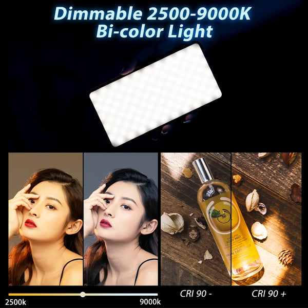 ភ្លើងវីដេអូ Ulanzi VL200 LED សម្រាប់អ្នកជំនាញ 2500K-9000K ភ្លើងថតរូបដែលអាចបន្ថយពន្លឺបានសម្រាប់កាមេរ៉ា Sony Nikon Canon