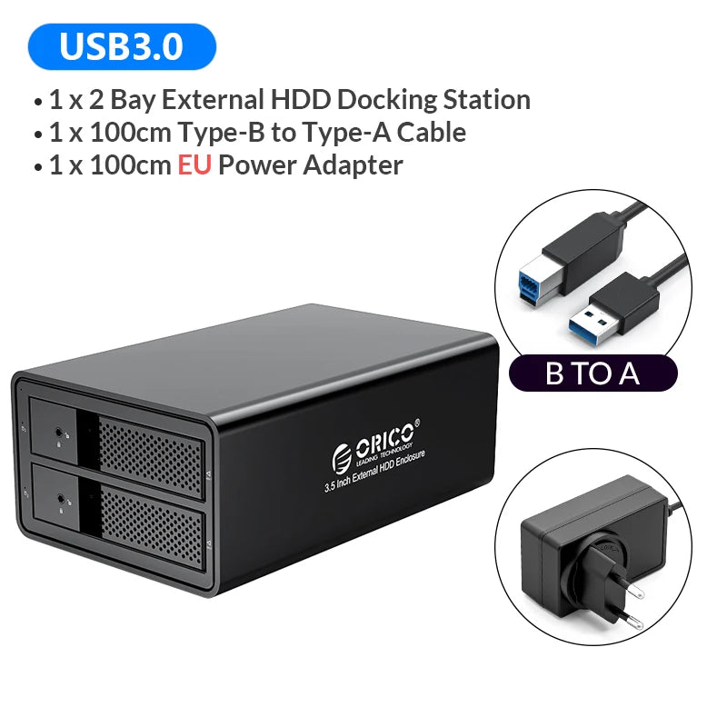 ORICO 95 Series Multi Bay 3.5'' SATA to USB3 HDD Docking Station HDD Enclosure Aluminum HDD Case for Altcoins Mining