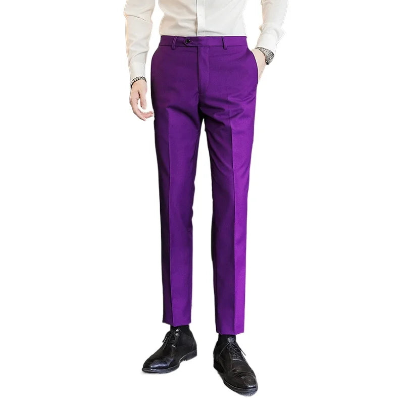 2026 Men Blue Suit Pants,  Formal Slim Dress Trousers, Red Green Black White Pantalones Hombre, Asian Size Man Slacks,M-5XL 6XL