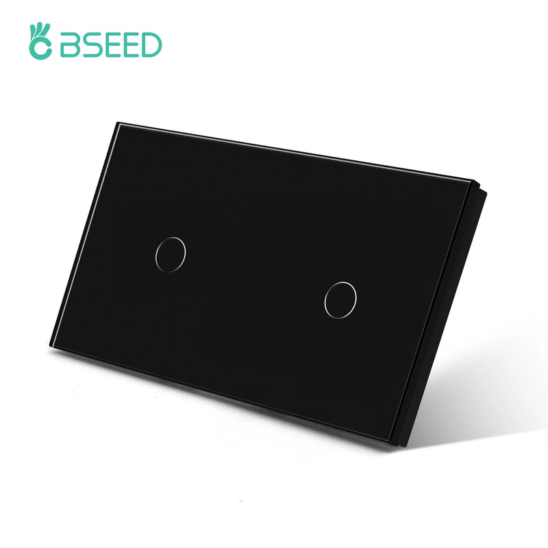 BSEED EU Double Wall Light Switches Touch Switch Wall Socket USB Type-C Charge Port Crystal Glass Panel Switch Blue Blacklight
