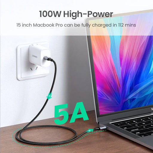 UGREEN 100W USB Type C to USB C Cable for Samsung Galaxy S21 Fast Charger Cable 5A for Macbook Support Quick Charge 4.0 USB Cord