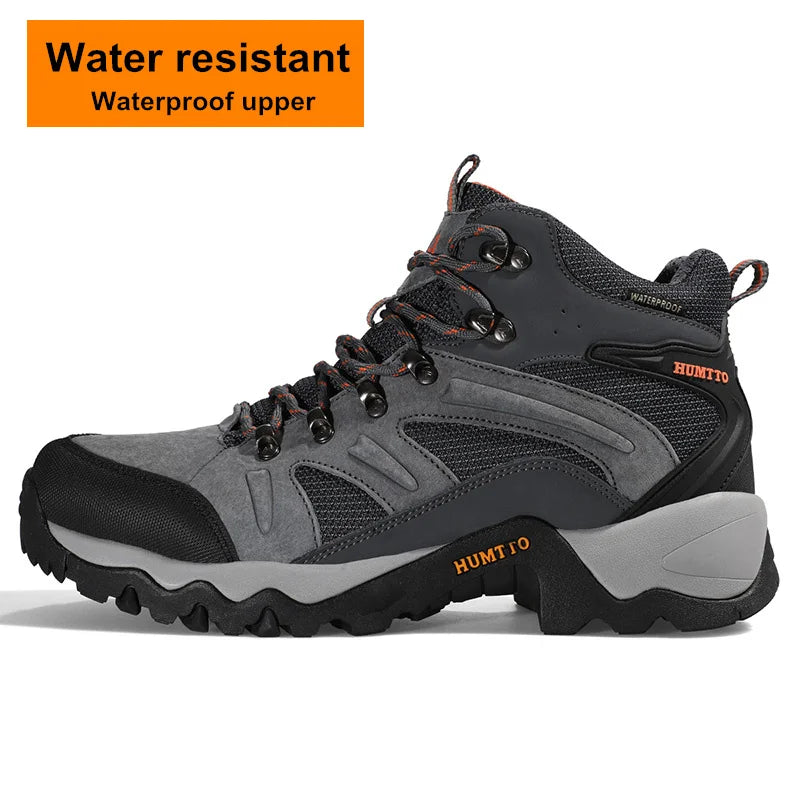 HUMTTO Outdoor Trekking Sneakers for Men Leather Sport Hiking Shoes Mens Breathable Waterproof Climbing Camping Tactical Boots