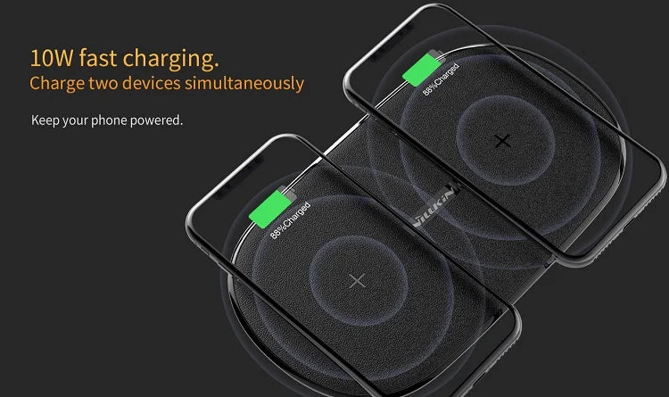 NILLKIN Dual Wireless Charger For iphone12 Fast Charging Pad 2 in 1 for iPhone 11/11 Pro/11 Pro Max/X/XS For Samsung S21U/S20